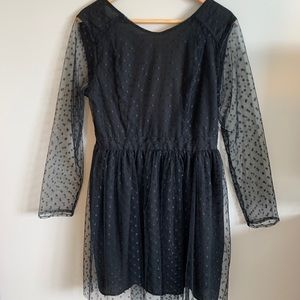 Black sheet long sleeve dress